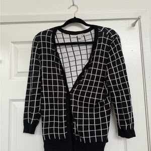 Halogen Black and White Checkered Cardigan